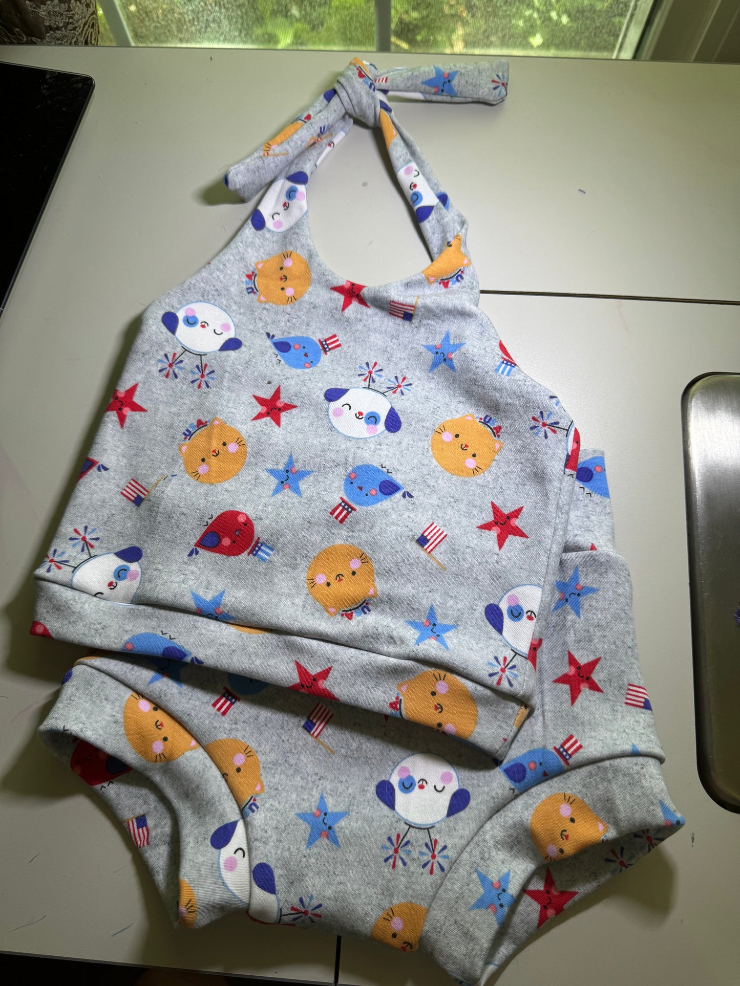 4T outfit 4th of July cats
